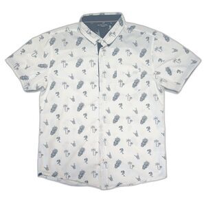 Brave Soul London Pineapple Skulls and Palms Size Medium White Hawaiian Shirt